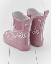 Load image into Gallery viewer, Grass & Air Pink Bloom Floral Short Colour-Changing Kids Wellies