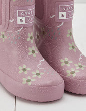 Load image into Gallery viewer, Grass & Air Pink Bloom Floral Short Colour-Changing Kids Wellies