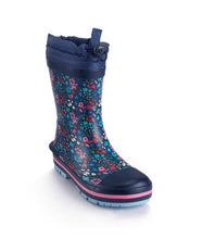 Load image into Gallery viewer, Start-rite Little Puddle Navy Floral Wellies