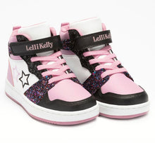 Load image into Gallery viewer, Lelli Kelly Anna White/Black Glitter Higtop