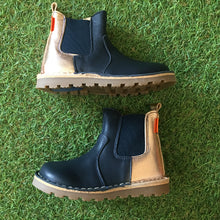 Load image into Gallery viewer, Petasil Kloud Chelsea Boot in Navy & Rose Gold