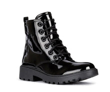 Load image into Gallery viewer, Geox Casey Black Patent Lace Up Boot