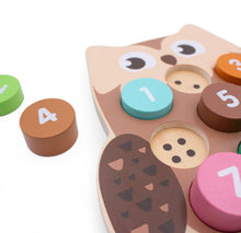 Load image into Gallery viewer, Jumini Woodland Owl Number Block Puzzle