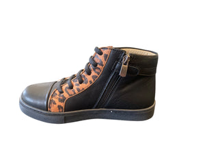 TT Kids Stirling Black/Leopard Lace Up Boot