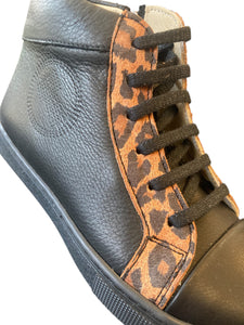 TT Kids Stirling Black/Leopard Lace Up Boot