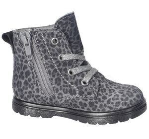 Ricosta Ilvy Grey/Black Leopard Print Suede Waterproof Boot