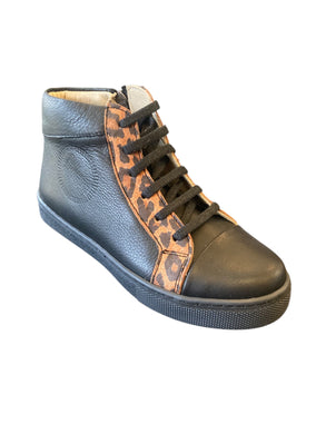 TT Kids Stirling Black/Leopard Lace Up Boot