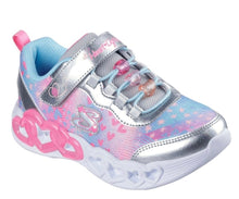 Load image into Gallery viewer, Skechers Infinite Heart Light Up Trainers Silver/Mutli