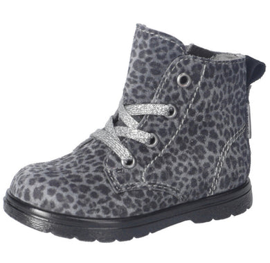 Ricosta Ilvy Grey/Black Leopard Print Suede Waterproof Boot