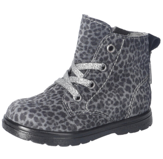 Ricosta Ilvy Grey/Black Leopard Print Suede Waterproof Boot