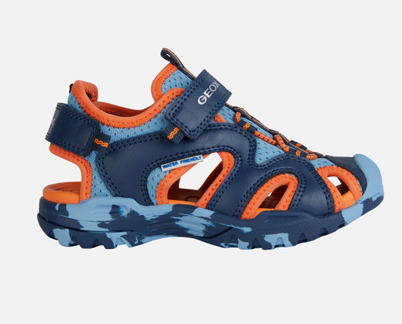 Geox Borealis Blue/Orange Closed Toe Waterproof Sandal – Feet