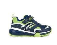 Load image into Gallery viewer, Geox J Bayonyc Navy/Lime Light Up Trainers