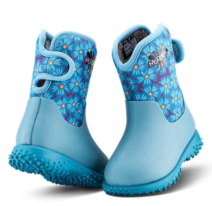 Muddies Puddle Teal Flower Waterproof Boot