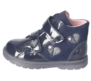 Ricosta Abby Tex Boot in Navy Patent & Suede