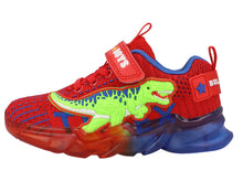 Load image into Gallery viewer, Bull Boys T-Rex Red Light Up Trainers - DNAL3212