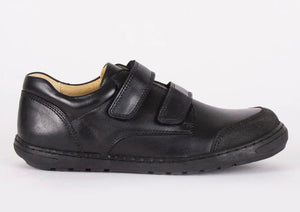 Petasil Jackson Black Leather School Shoe
