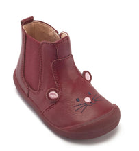 Load image into Gallery viewer, Start-Rite x JoJo Maman Bébé Friend Wine Leather Mouse Boot