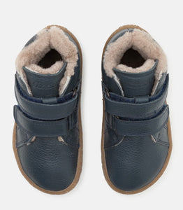 Froddo Barefoot Winter Furry Boot in Navy leather