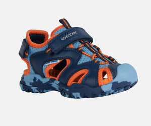 Geox Borealis Blue/Orange Closed Toe Waterproof Sandal