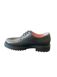 Petasil Teresa Black Leather Lace Up School Shoe