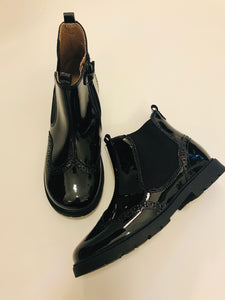Start-rite Black Patent Girls Zip-up Ankle Boots