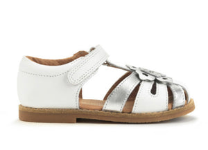 Start-rite Flora White/Silver Leather Sandal