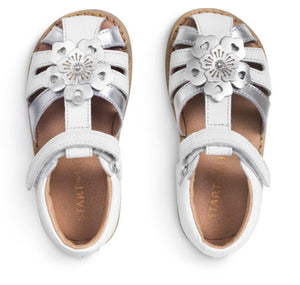 Start-rite Flora White/Silver Leather Sandal