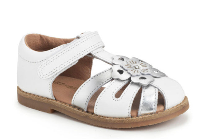 Start-rite Flora White/Silver Leather Sandal