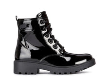 Load image into Gallery viewer, Geox Casey Black Patent Lace Up Boot