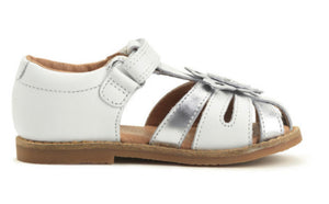 Start-rite Flora White/Silver Leather Sandal