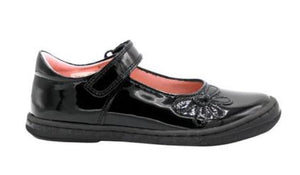 Petasil Donna Black Patent F fitting School shoe
