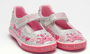 Lelli Kelly Tiara Silver Glitter Canvas Shoe - LK1078