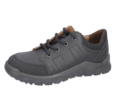 Ricosta Nate Black Leather School Shoe - Wide Fitting